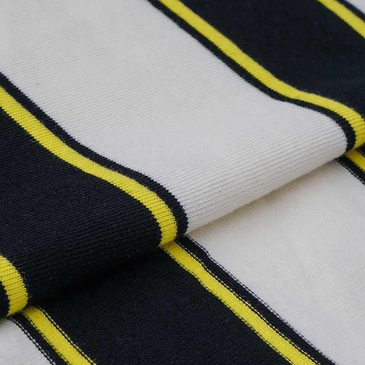 Le fil simple a teint le tissu de coton, double rayé tricotent le tissu pour la longue chemise gainée
