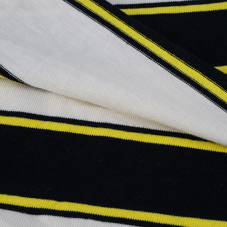 Le fil simple a teint le tissu de coton, double rayé tricotent le tissu pour la longue chemise gainée