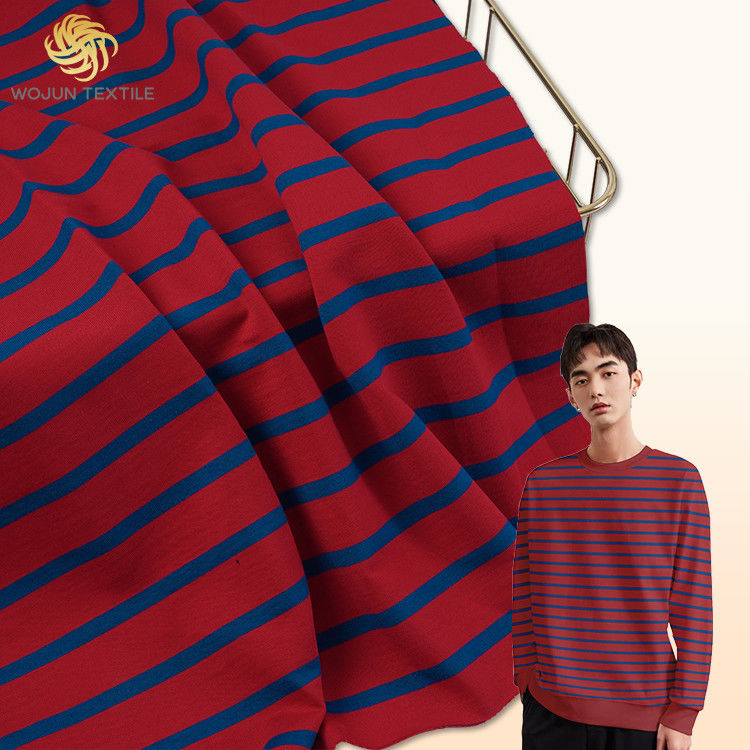 Tissu à rayures bleues et rouges en coton pur pour hoodie