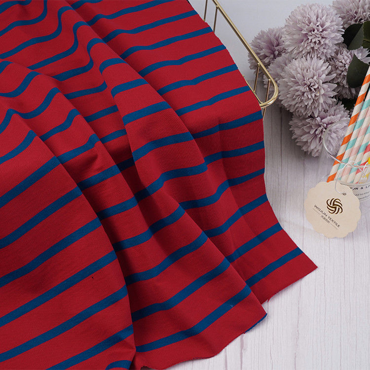 Tissu à rayures bleues et rouges en coton pur pour hoodie