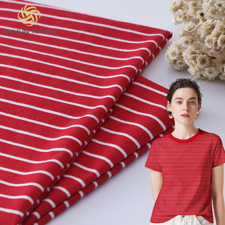 Tissu à rayures de coton pur, tissus à rayures de couleur combinée pour le jersey.