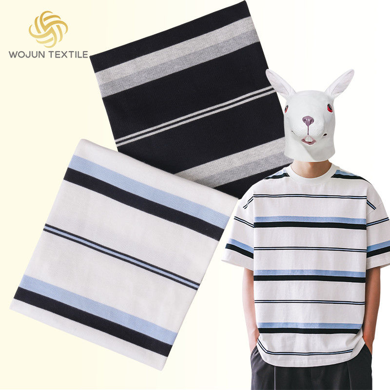 Confortable, respirant, bonne texture, texturé, tissus de coton à rayures pour T-shirt