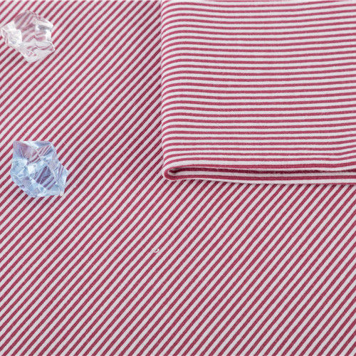 40S Tissu tricoté rayé à double fils texturé doux 200gm coton pur pour vêtements de sport
