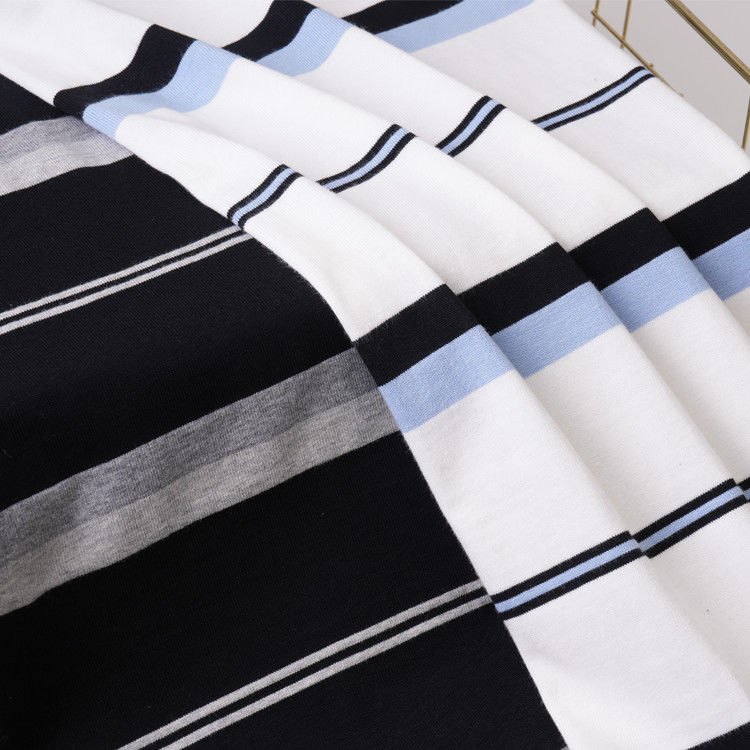 Confortable, respirant, bonne texture, texturé, tissus de coton à rayures pour T-shirt
