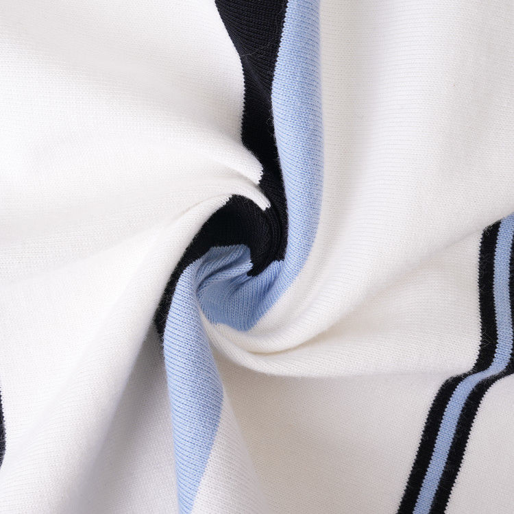 Confortable, respirant, bonne texture, texturé, tissus de coton à rayures pour T-shirt