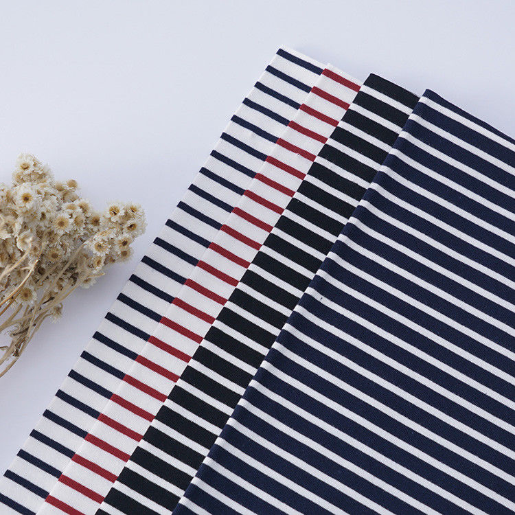 Tissu tricoté à rayures pur en coton absorbant la sueur pour T-shirt respirant et sain