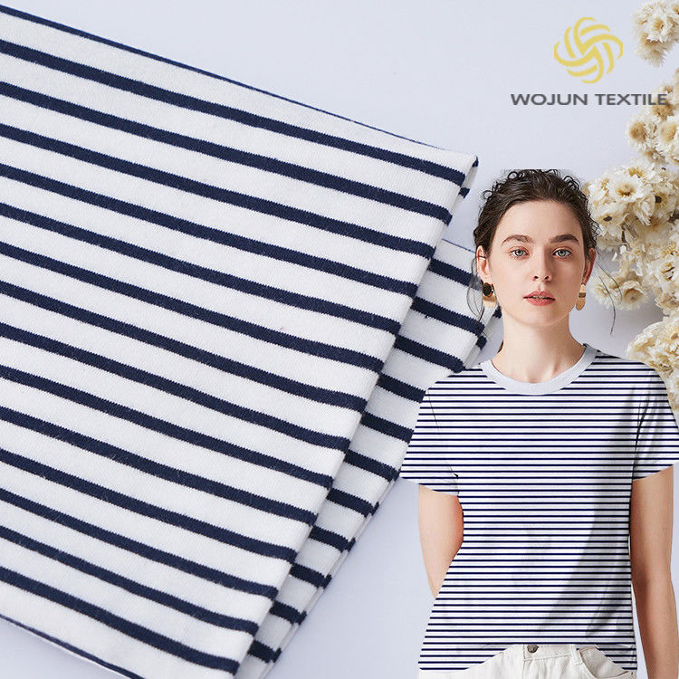 Tissu tricoté à rayures pur en coton absorbant la sueur pour T-shirt respirant et sain