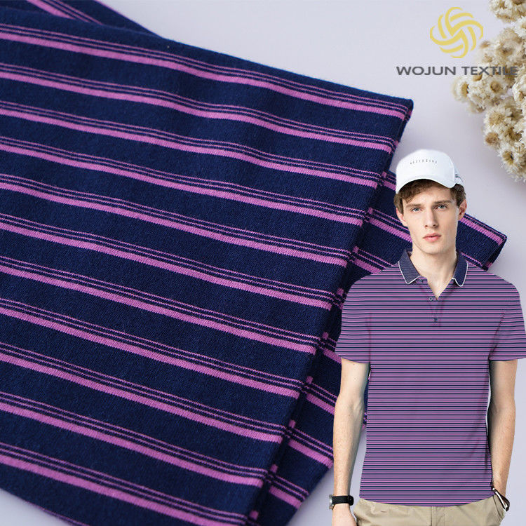 Tissu en coton pur et doux, tissé, rayé, pour chemise de polo