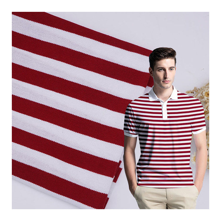 Matériau à rayures multicolores Tissu 175gm Polo T-shirt coton fil teint