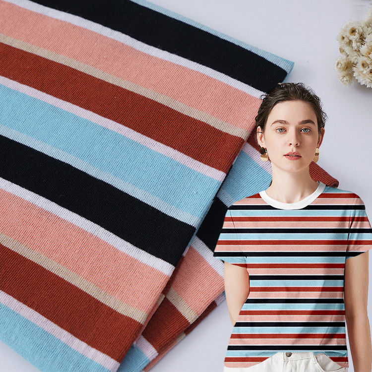 Absorbe la sueur et rafraîchissez le tissu de coton rayé pour T-shirt