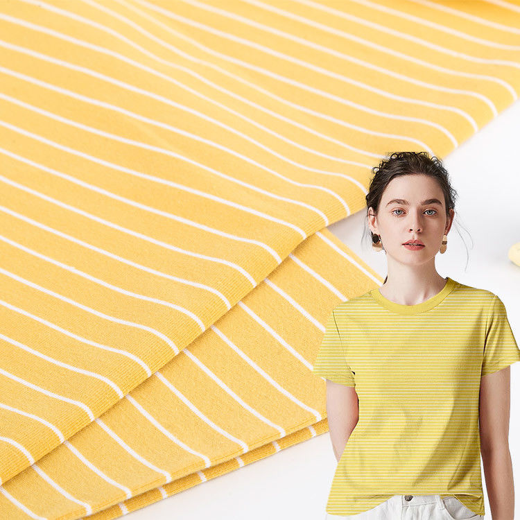 Moderne Confortable Tissu en coton rayé Jersey simple Pour T-Shirt