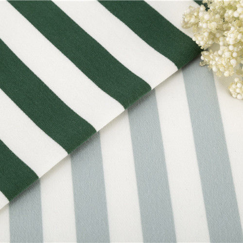 Élasticité à la mode Couleur claire Tissu de coton à rayures vertes Pour le tissu français