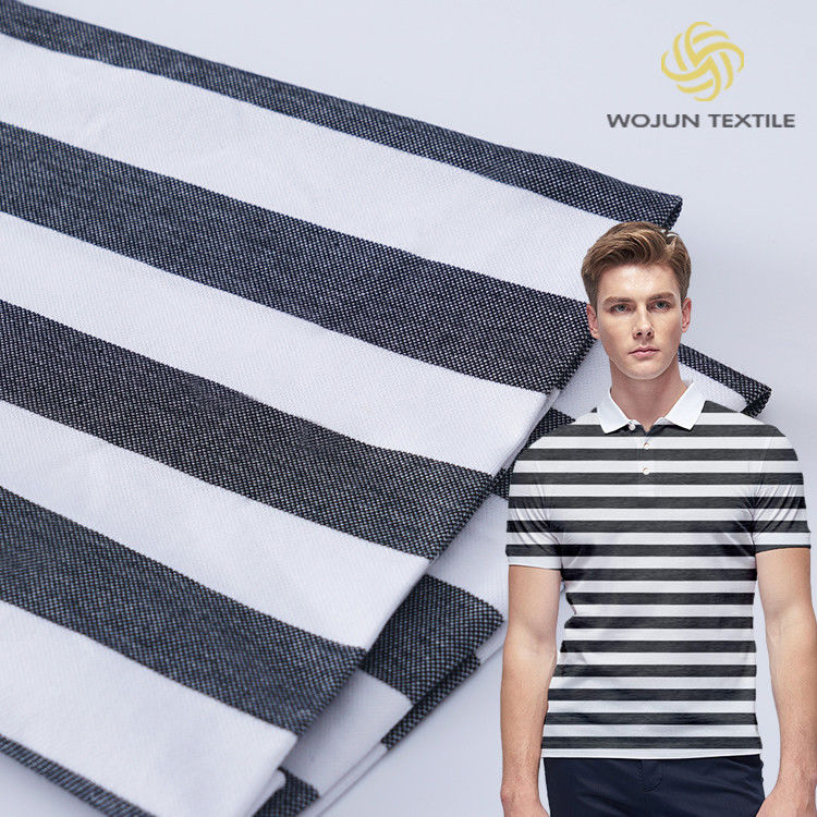 Tissu tricoté à rayures en coton confortable pour polo