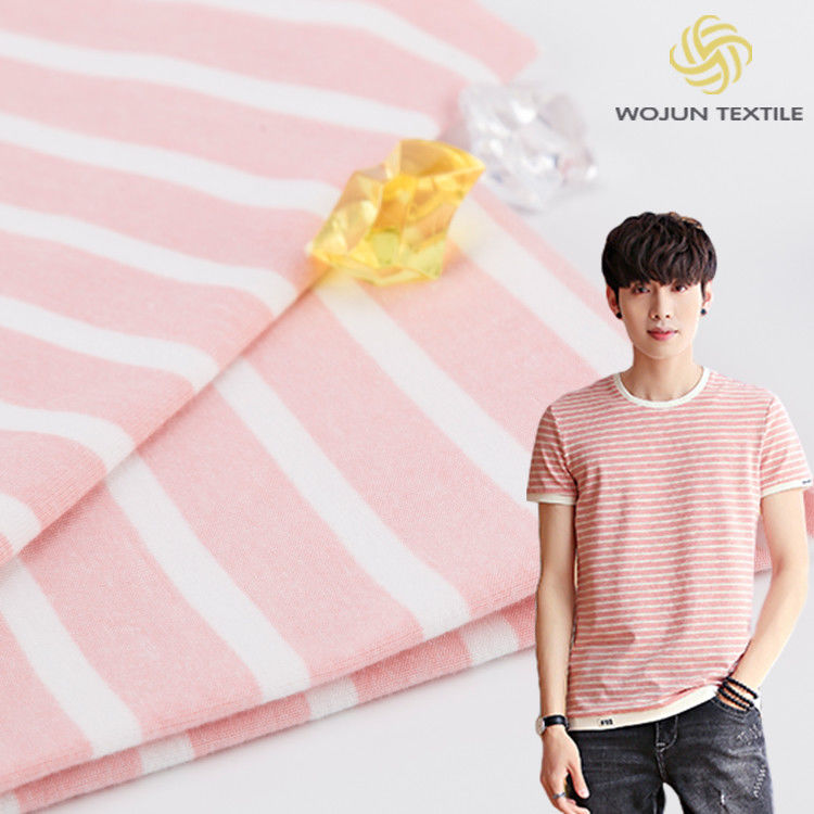 Textures claires et élégantes de haute qualité en coton à rayures pour t-shirt