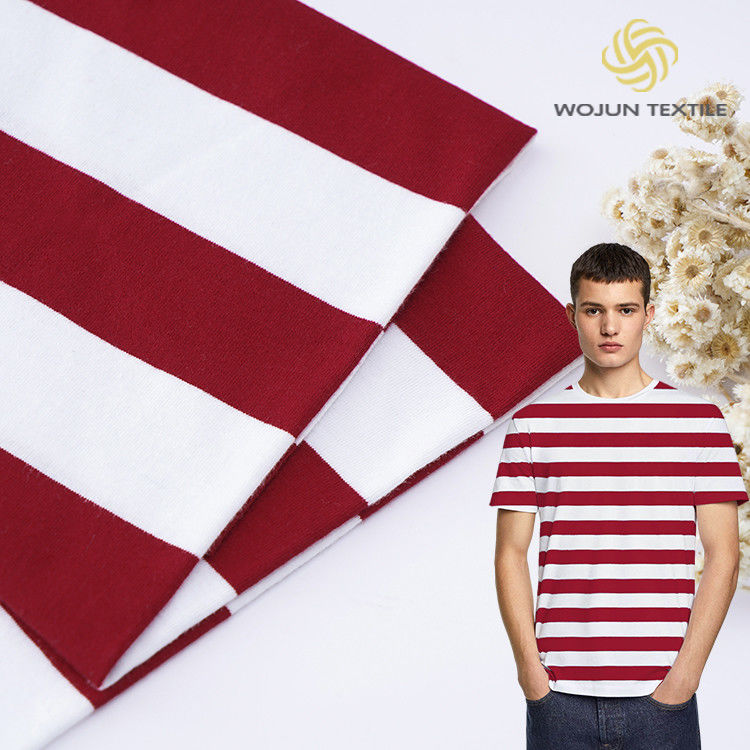 Tissu haut de gamme respirant et pur coton confortable Tissu en coton rayé pour T-shirt