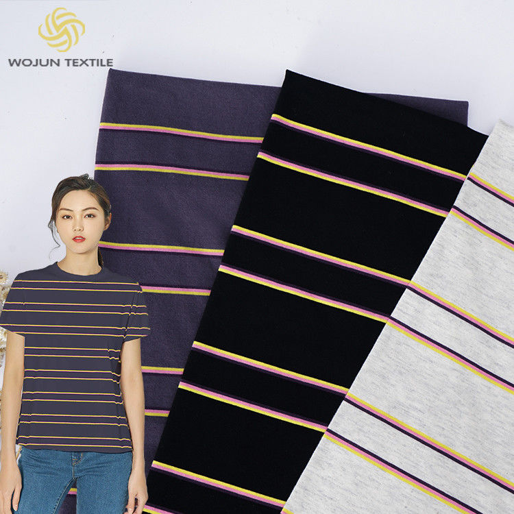 Tissu de tricot rayé pur et sain, respirant et propre à la peau, pour T-shirt