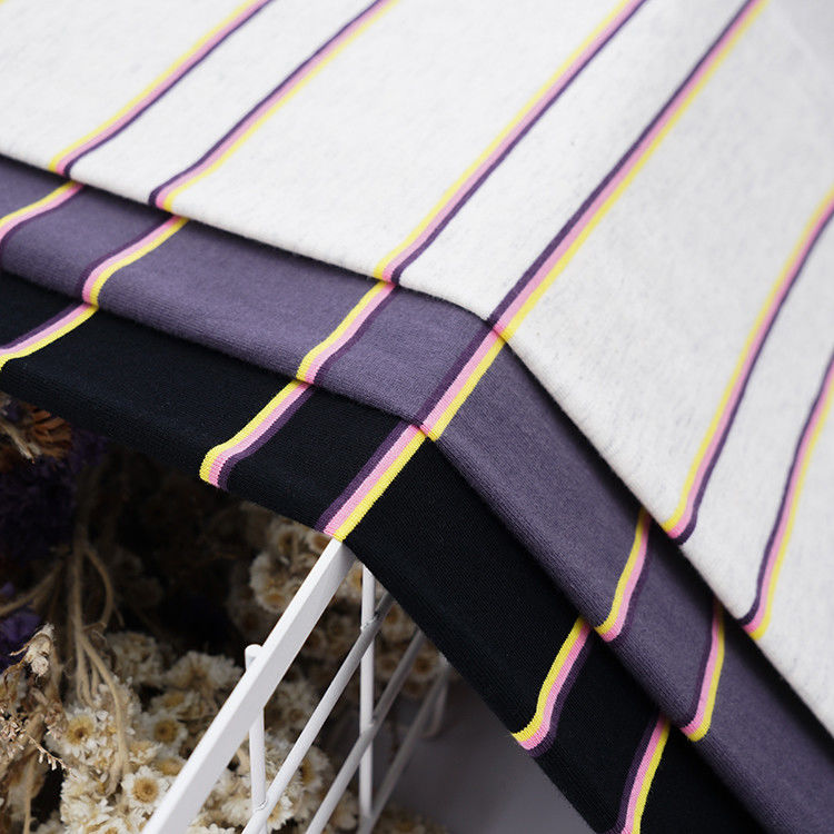 Tissu de tricot rayé pur et sain, respirant et propre à la peau, pour T-shirt