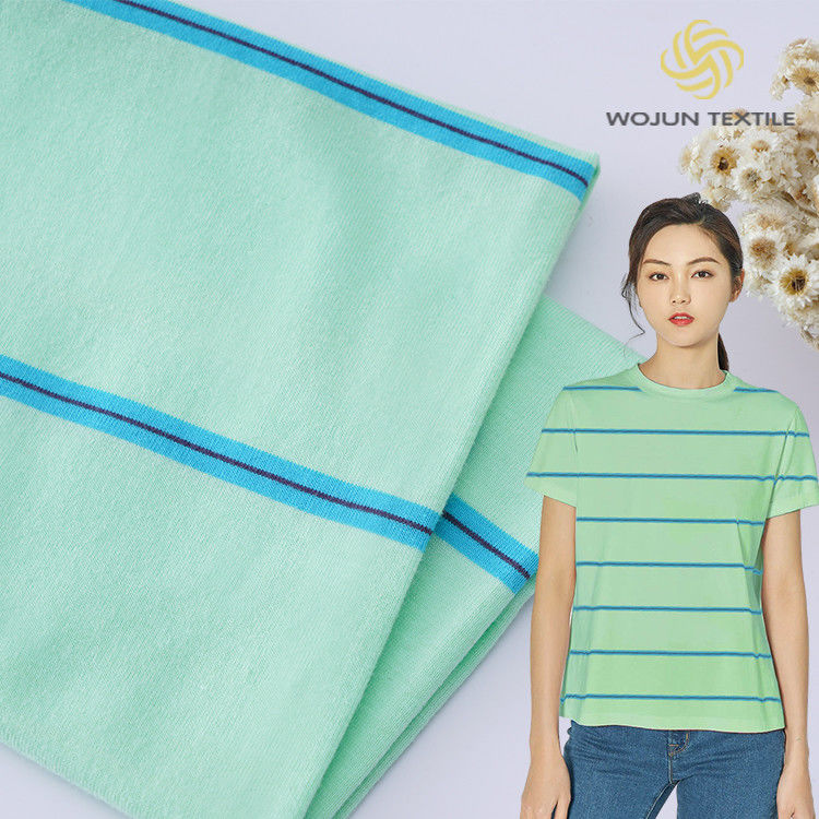 Tissu tricoté rayé respirant de haute qualité et naturel et respectueux de l'environnement pour T-shirt