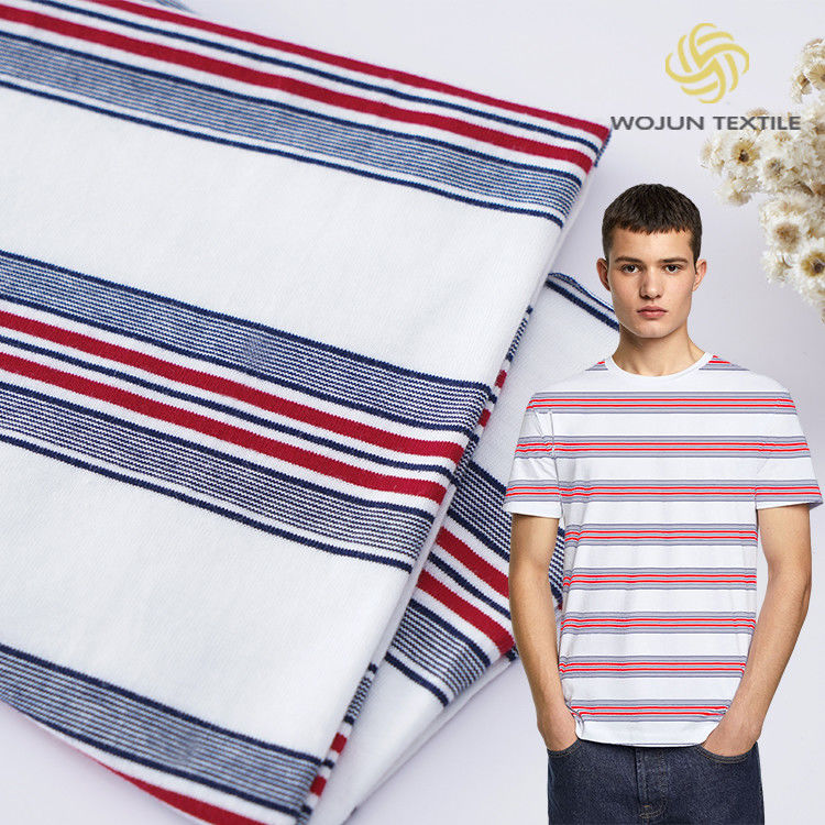 Tissu de bonne qualité, respirant et pur, en coton, propre à la peau, en coton rayé pour T-shirt
