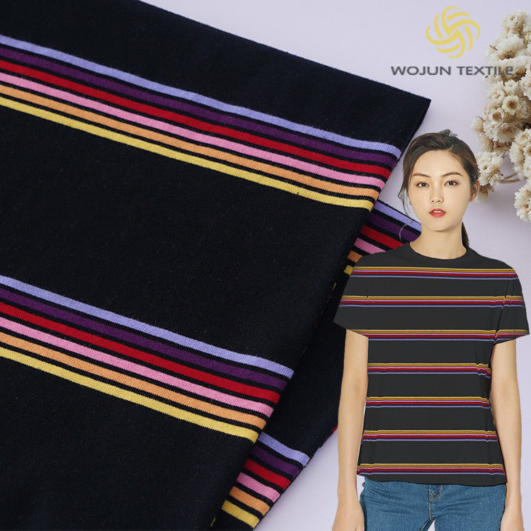 Tissu en coton pur rayé sain et résistant à l'usure pour t-shirt