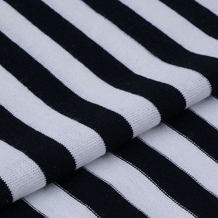 Tissu à rayures de coton pur pour T-shirt, respirant, absorbant l'humidité et à la mode