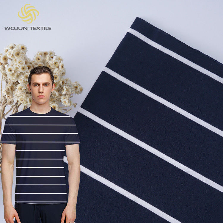 Prise en charge de la personnalisation et du tissu en coton à rayures doux et à la mode pour le t-shirt