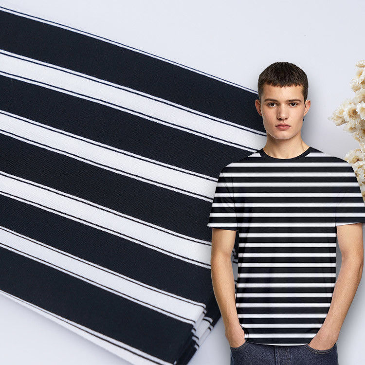 Bonne texture et à la mode Facile à entretenir Tissu tricoté rayé pour T-shirt