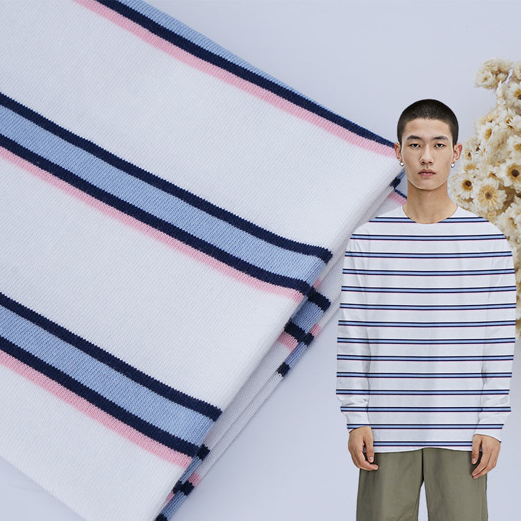 Tissu de coton à rayures doux et durable simple et de bonne qualité pour T-shirt