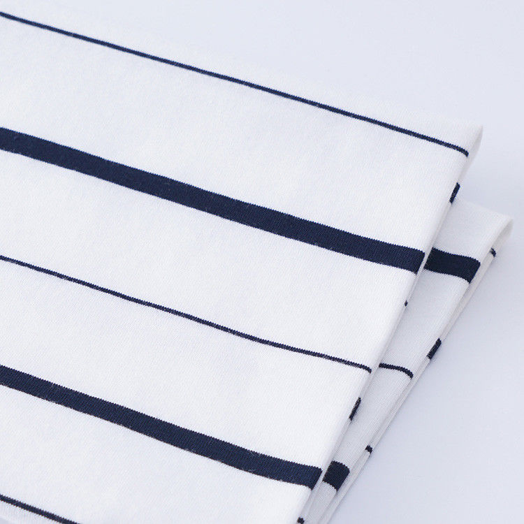 Tissu de coton rayé simple et de haute qualité pour T-shirt