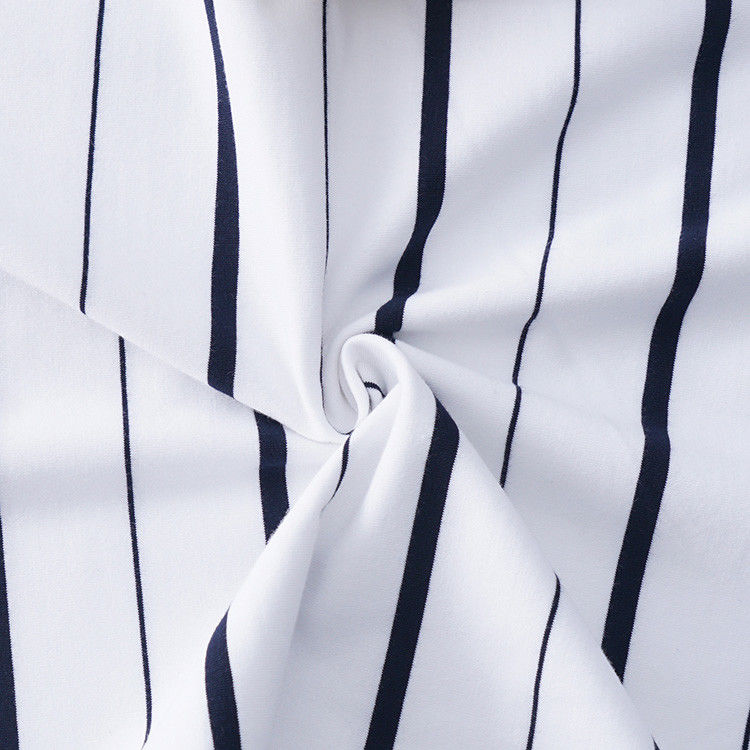 Tissu de coton rayé simple et de haute qualité pour T-shirt