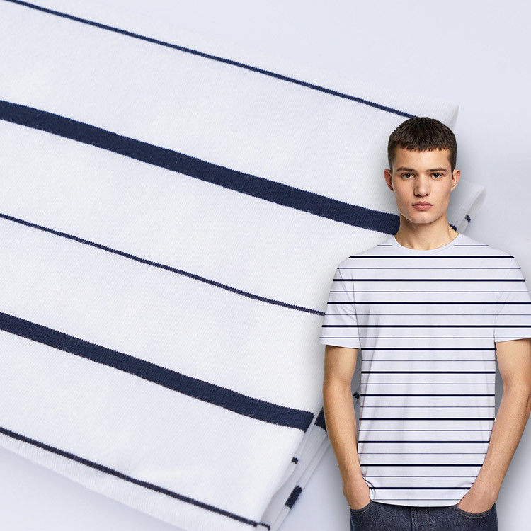 Tissu de coton rayé simple et de haute qualité pour T-shirt