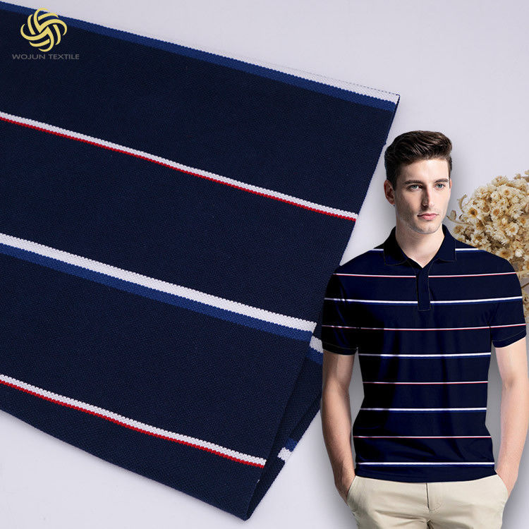 Coton peigné et fil écologique Tissu teint à rayures Tissu tricoté pour polo