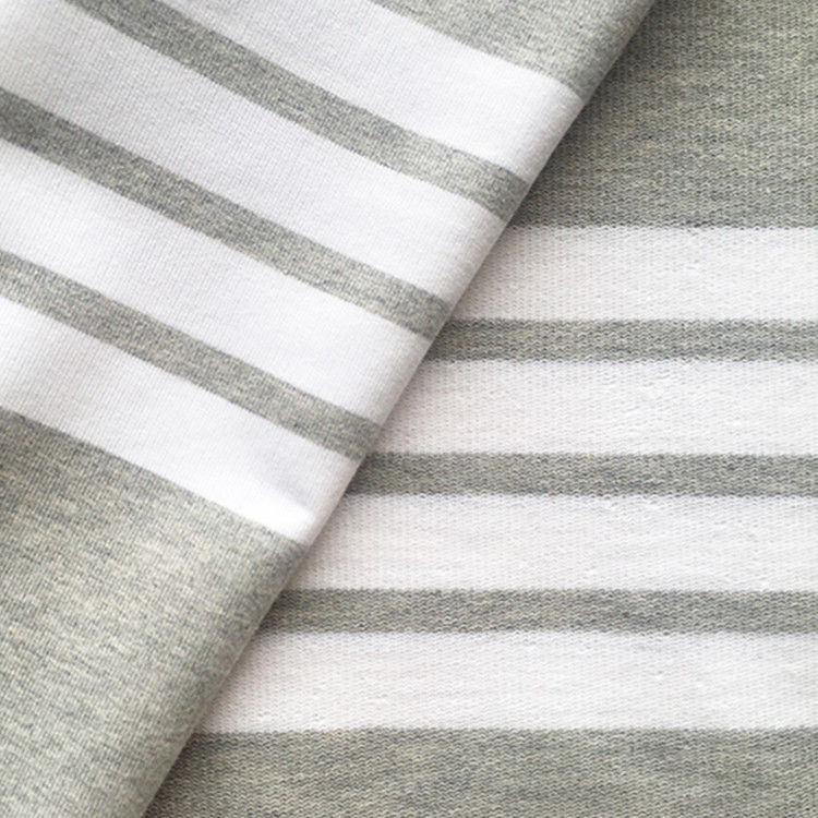 Tissu en coton rayé sain et durable pour T-shirt en fibres élastiques