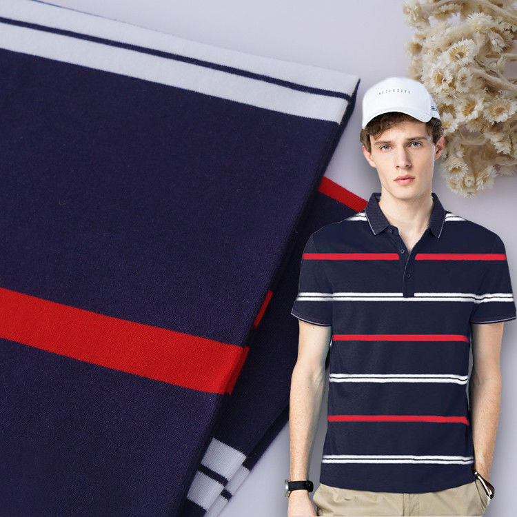 Tissu tricoté à rayures naturel et écologique pour polo
