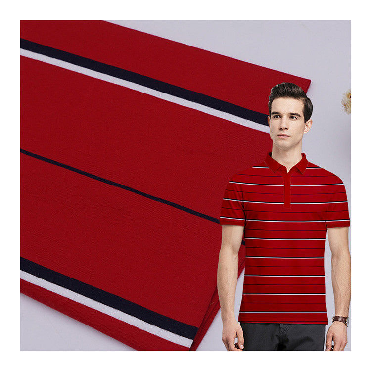 Facile à entretenir et naturel et lisse Tissu tricoté rayé pour polo