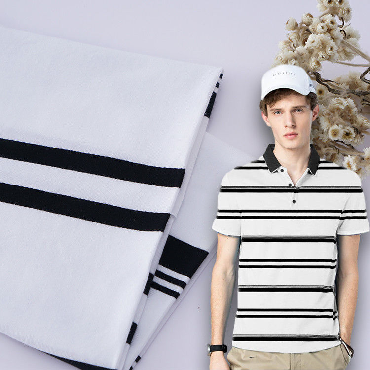 Élastique et naturel et confortable et respirant Tissu tricoté rayé pour polo
