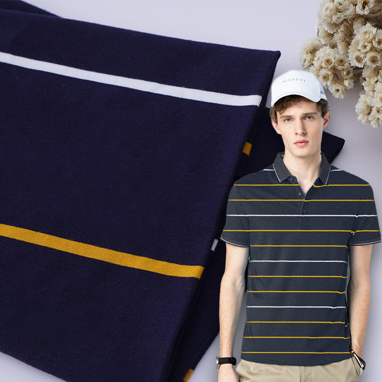Tissu tricoté hygroscopique à rayures doux et respirant et absorbant l'humidité pour polo