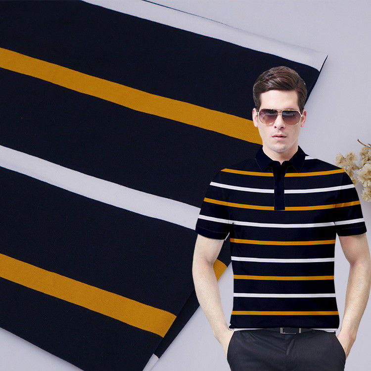 Tissu tricoté à rayures résistant à l'humidité et à haute résistance à la couleur pour polo
