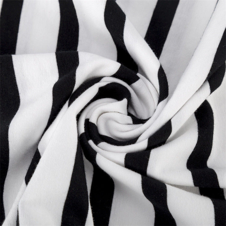 Tissu tricoté à rayures naturelles pour T-shirt