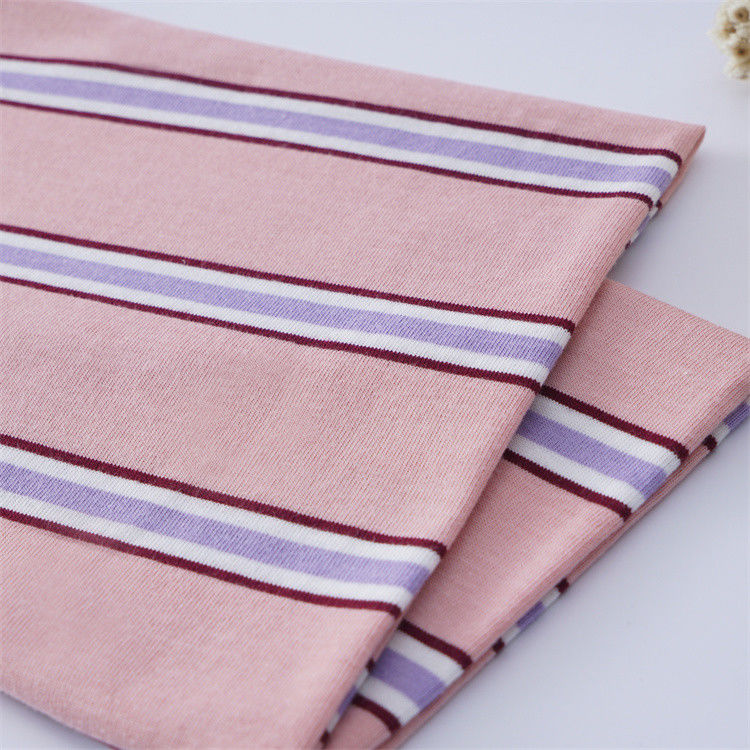 Tissu tricoté à rayures pour t-shirt en coton multicolore et à la mode