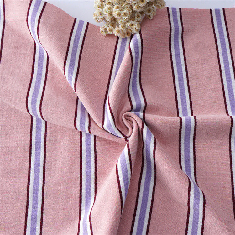 Tissu tricoté à rayures pour t-shirt en coton multicolore et à la mode