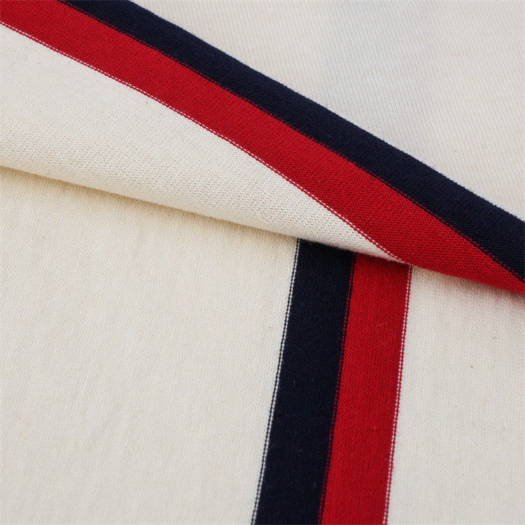 Naturel et confortable doux et soignant pour la peau Tissu tricoté à rayures pour T-shirt