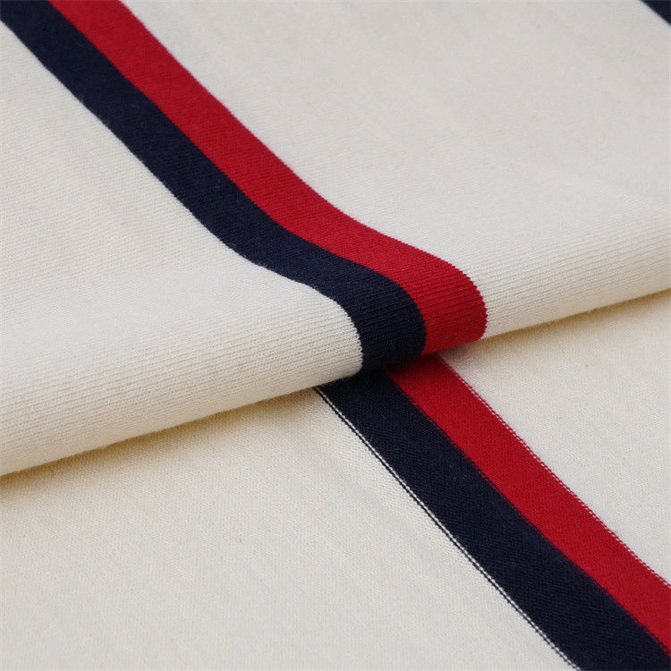 Naturel et confortable doux et soignant pour la peau Tissu tricoté à rayures pour T-shirt