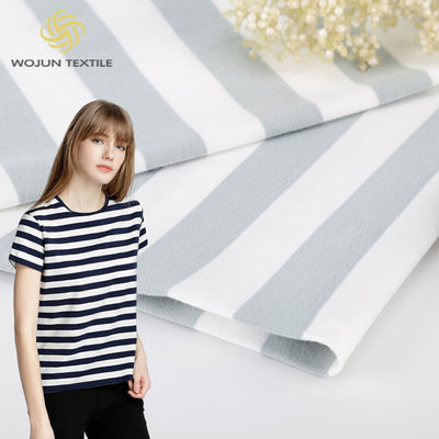 Tissu tricoté à rayures en jersey unique 95% coton 5% spandex 170g vêtements d'été