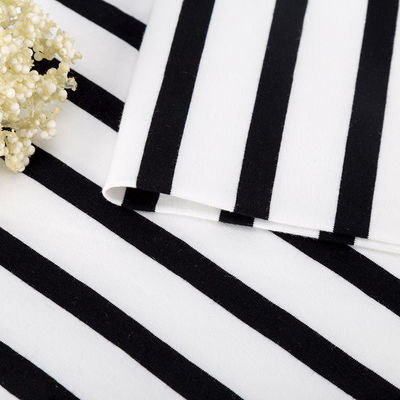 Tissu en coton pur rayé noir et blanc texture adaptée à la peau 170 gm 175 cm