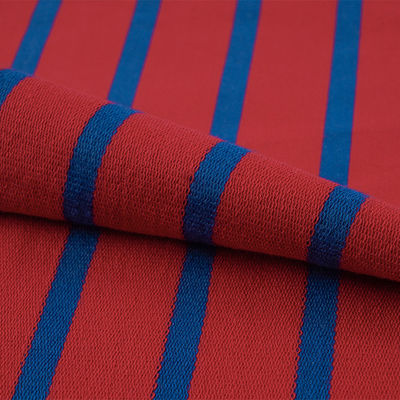 Tissu à rayures bleues et rouges en coton pur pour hoodie