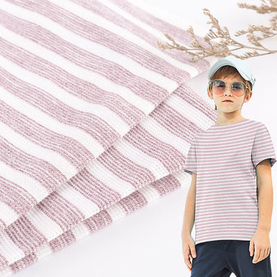 Le tissu texturisé de rayure de T-shirt, le coton 160gsm bavardent le tissu teint de rayure