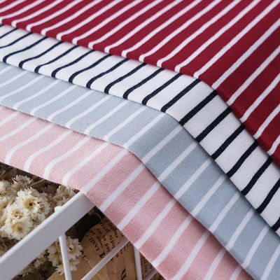 Tissu à rayures douces 140 gm T-shirt lycra coton fil teinté
