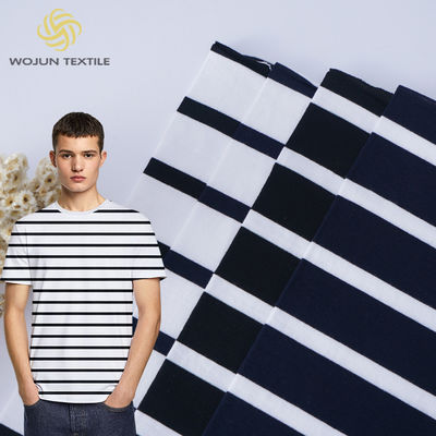 Tricotez la texture amicale du tissu 175cm de coton d'été de peau matérielle rayée de vêtements de sport