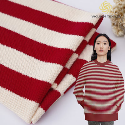 Tissu tricoté teinté en fils pique 320 g Tissu rayé en tissu de terre doux rouge et blanc